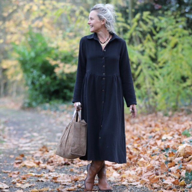 Quintessence - Robe Arlène – triple gaze de coton noire