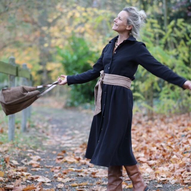 Quintessence - Robe Arlène - triple gaze de coton noire