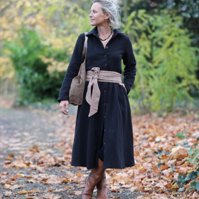 Quintessence - Robe Arlène - triple gaze de coton noire