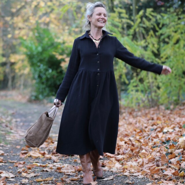 Quintessence - Robe Arlène - triple gaze de coton noire