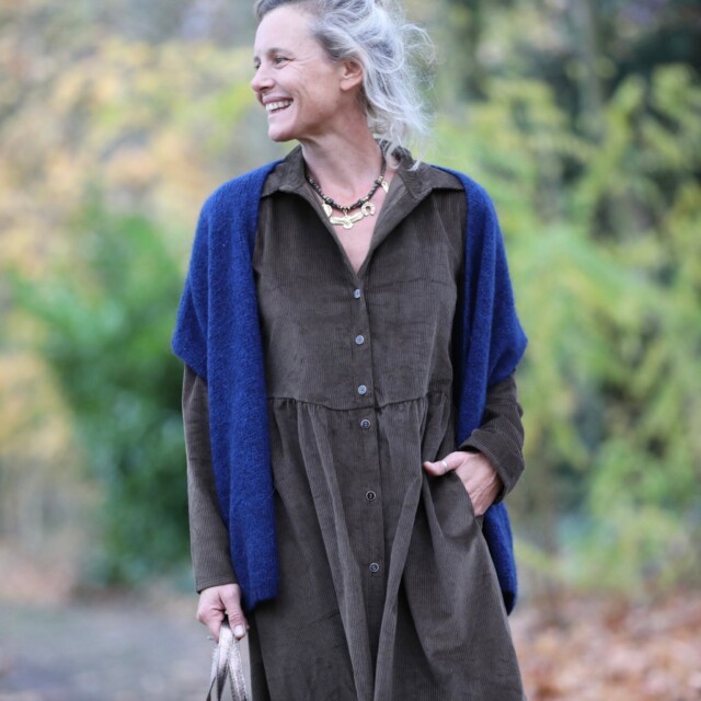 Quintessence - Robe Arlène - Velours côtelé moka