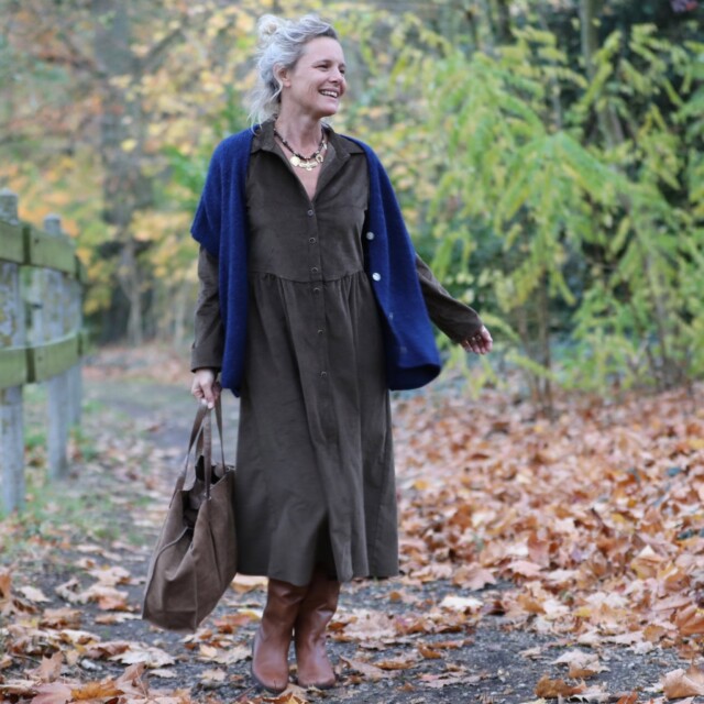 Quintessence - Robe Arlène - Velours côtelé moka