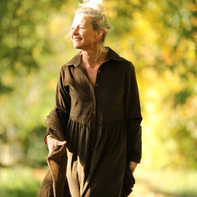 Quintessence - Robe Arlène - Velours côtelé moka