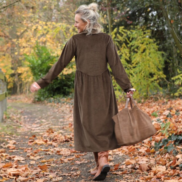 Quintessence - Robe Arlène - Velours côtelé moka