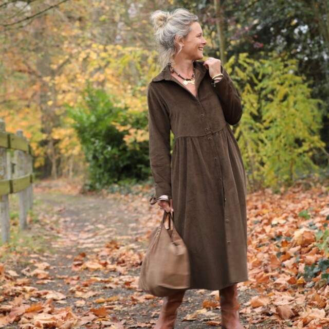 Quintessence - Robe Arlène - Velours côtelé moka