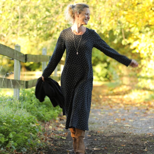 Quintessence - Robe Armande – double gaze de coton feuillage d'hiver