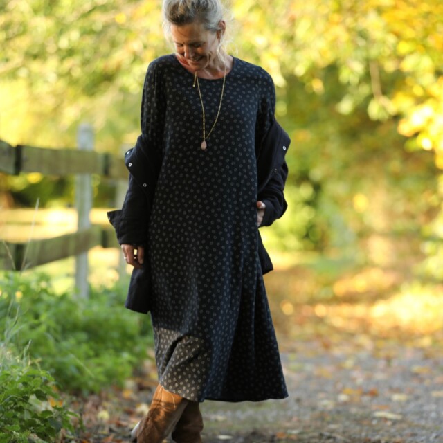 Quintessence - Robe Armande – double gaze de coton feuillage d'hiver