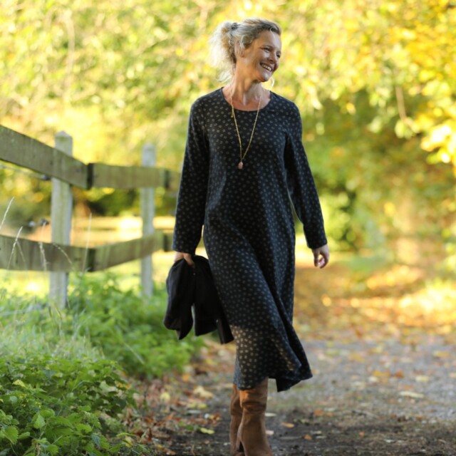 Quintessence - Robe Armande – double gaze de coton feuillage d'hiver