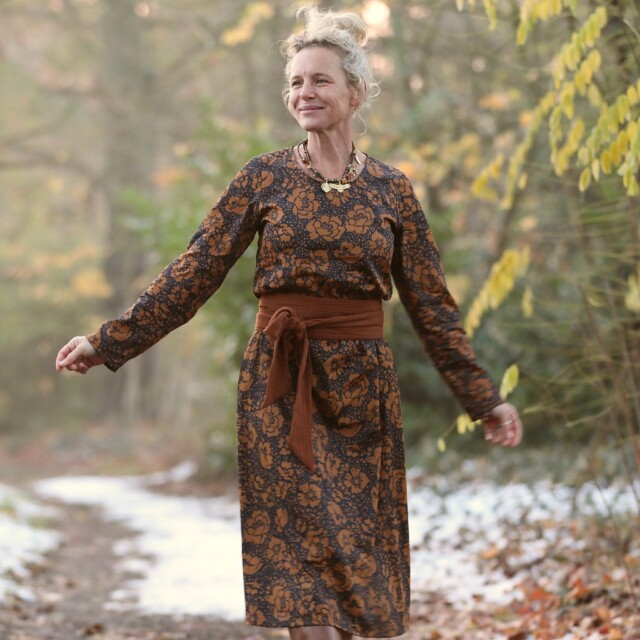 Quintessence - Robe Armande – Satin de coton Fleurs de Curcuma