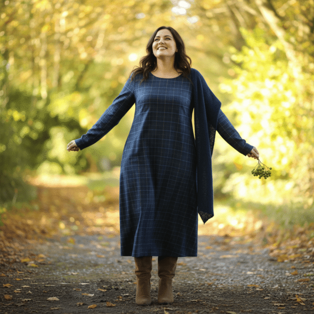 Robe Armande – tartan écossais d’automne par la marque Quintessence Quintessence - Robe Armande – tartan écossais d’automne