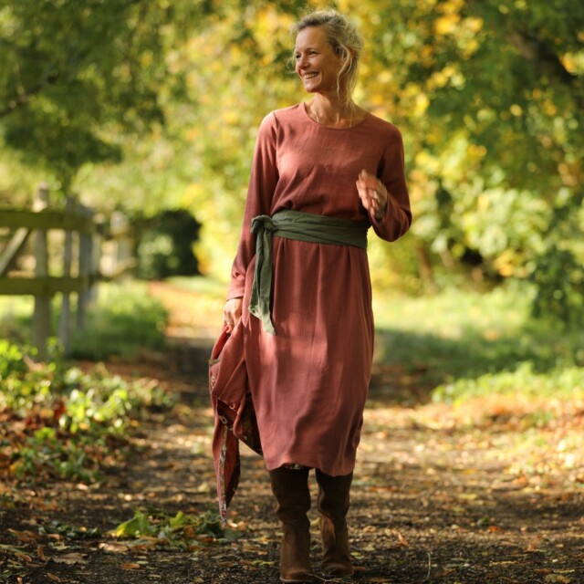 Quintessence - Robe Armande – viscose/lin rose boisé