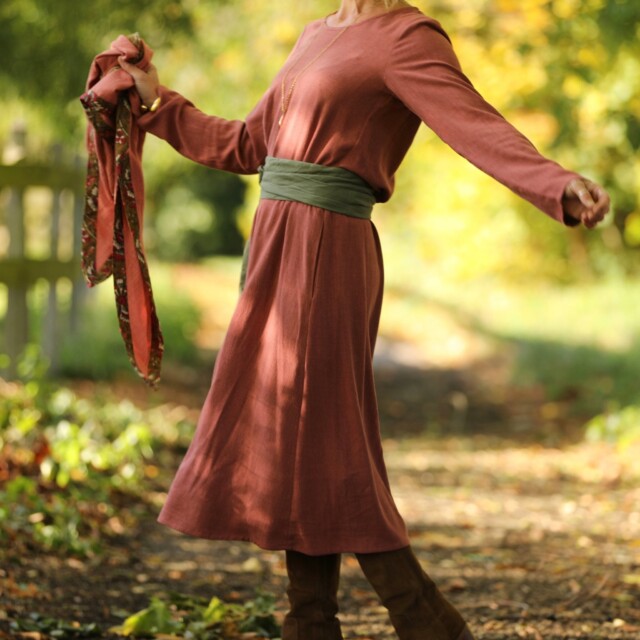 Quintessence - Robe Armande – viscose/lin rose boisé