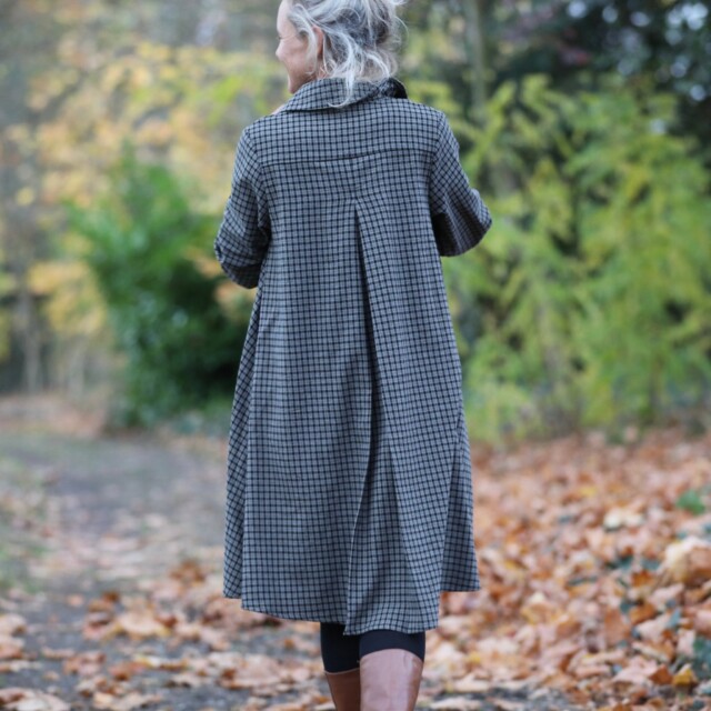 Quintessence - Robe Carole – flanelle de coton à carreaux grisés