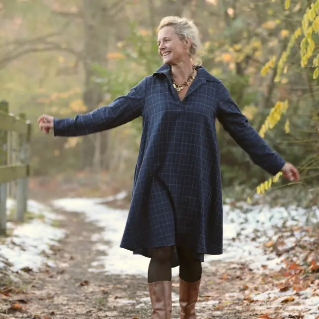 Quintessence - Robe Carole – flanelle de coton tartan bleu