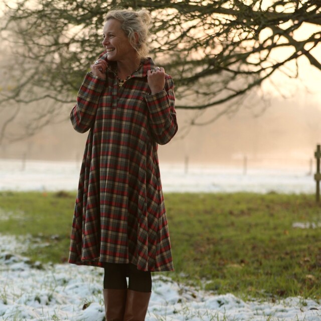 Quintessence - Robe Carole – flanelle de coton tartan érable rouge