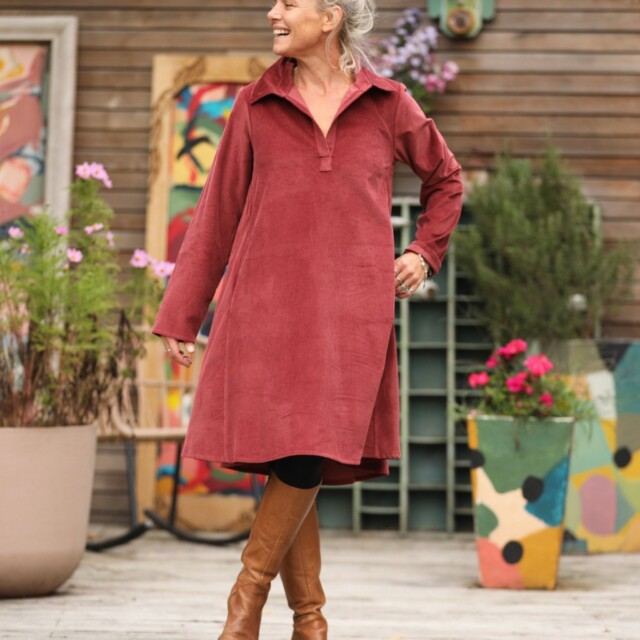Quintessence - Robe Carole - velours côtelé Terracotta