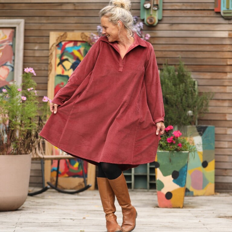 Quintessence - Robe Carole - velours côtelé Terracotta