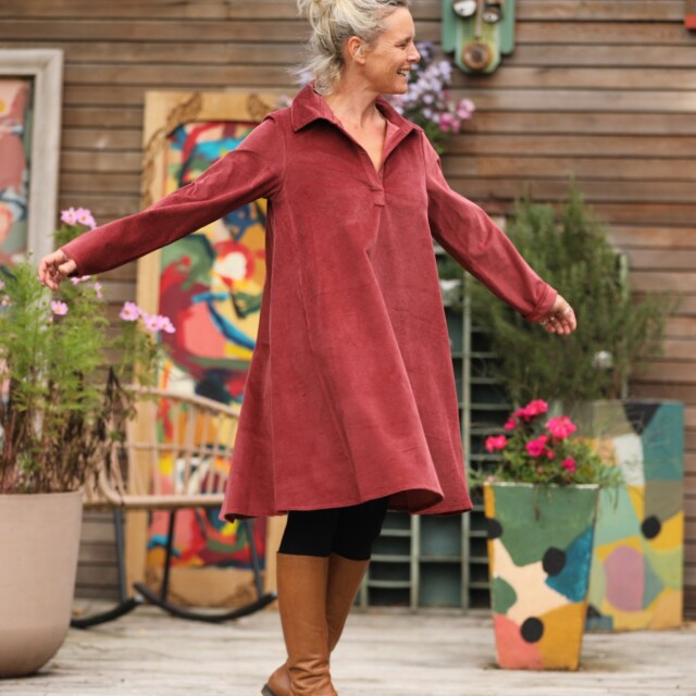 Quintessence - Robe Carole - velours côtelé Terracotta