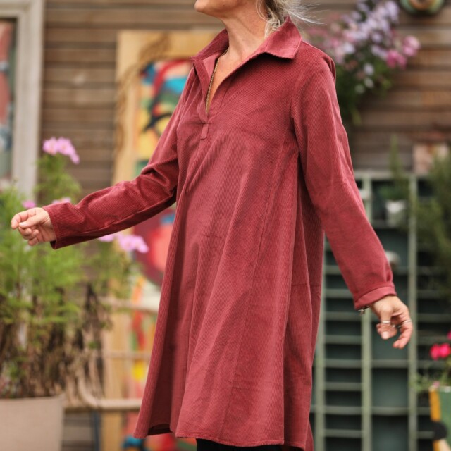 Quintessence - Robe Carole - velours côtelé Terracotta