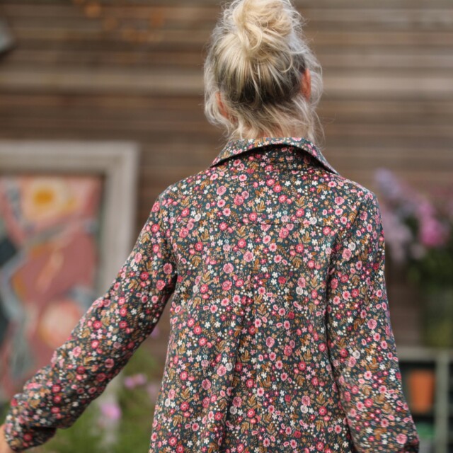 Quintessence - Robe Carole – Velours milleraies fleuri champêtre