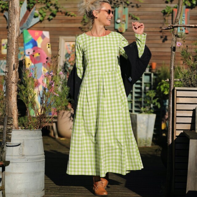 Quintessence - Robe Louisa - carreaux de coton vert anis