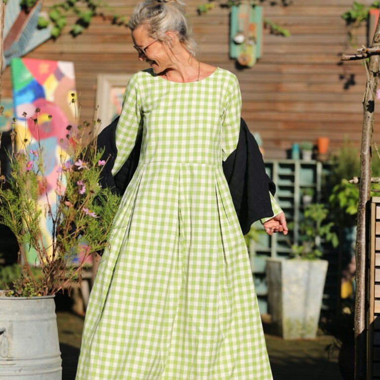 Quintessence - Robe Louisa - carreaux de coton vert anis