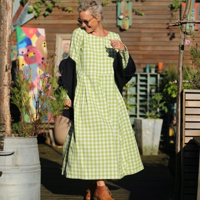Quintessence - Robe Louisa - carreaux de coton vert anis