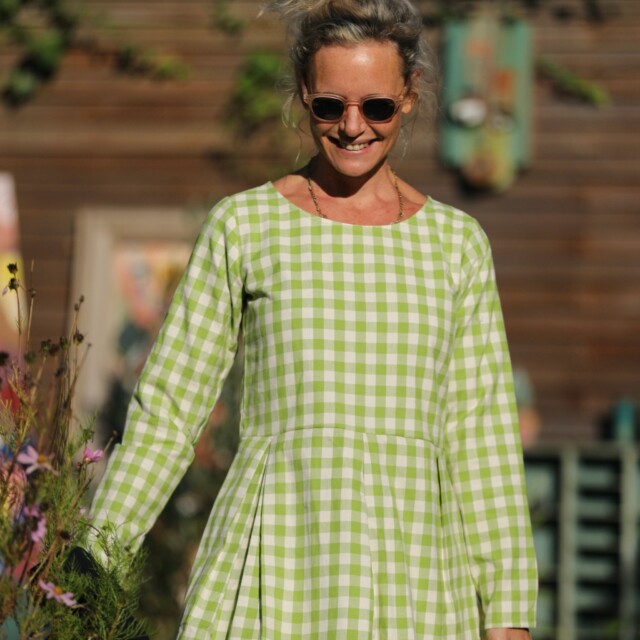 Quintessence - Robe Louisa - carreaux de coton vert anis