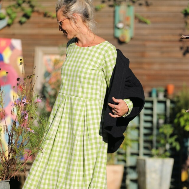 Quintessence - Robe Louisa - carreaux de coton vert anis