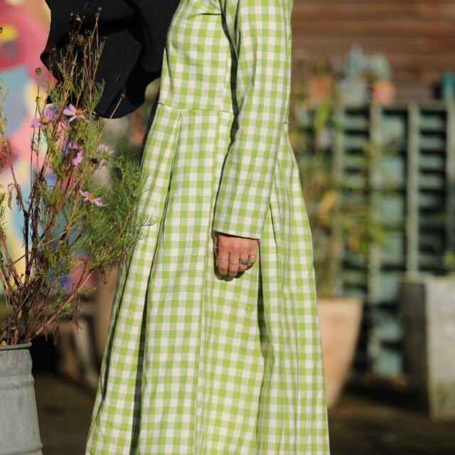 Quintessence - Robe Louisa - carreaux de coton vert anis