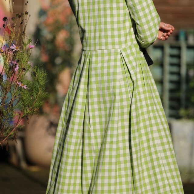 Quintessence - Robe Louisa - carreaux de coton vert anis