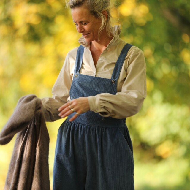 Quintessence - Salopette Isaure - velours côtelé bleu officier