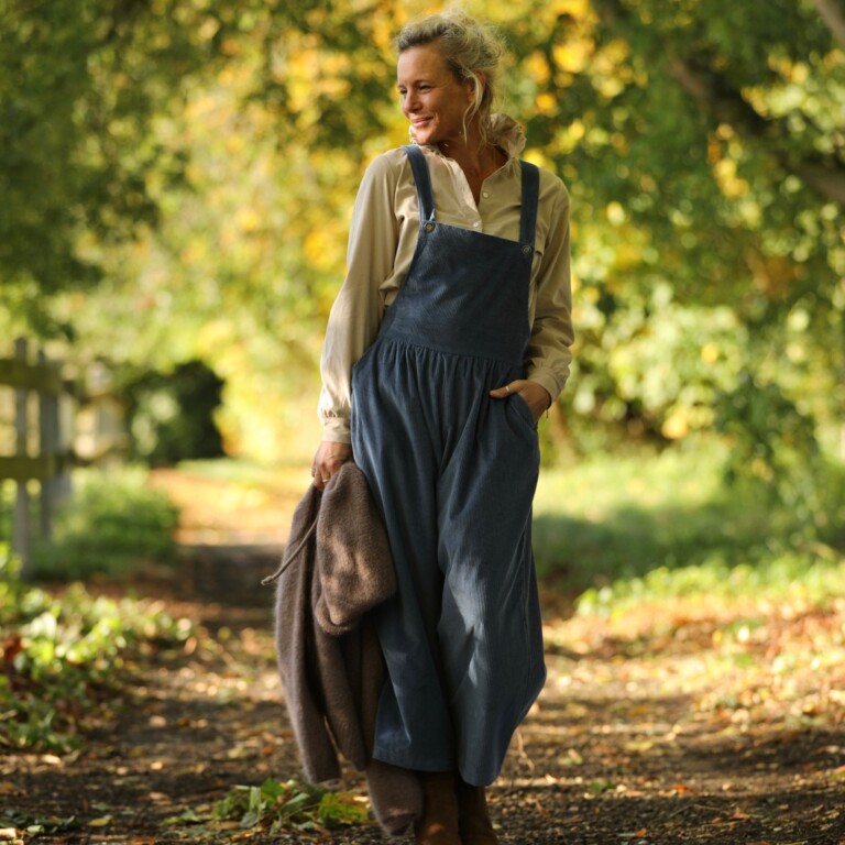 Quintessence - Salopette Isaure - velours côtelé bleu officier