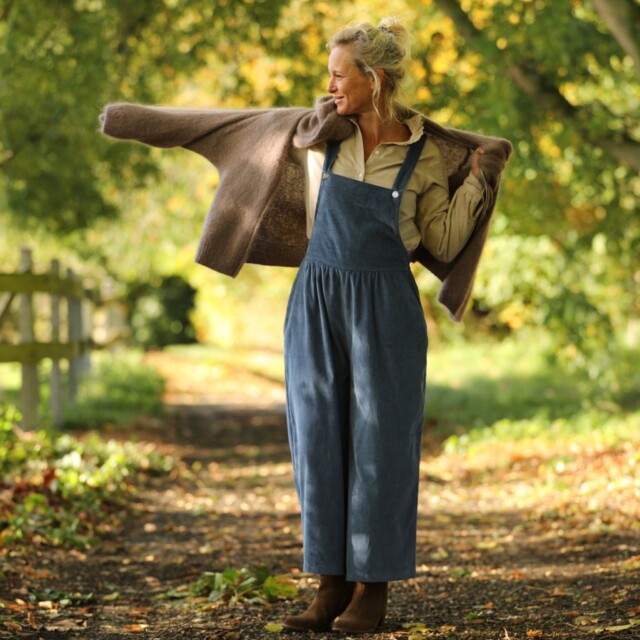 Quintessence - Salopette Isaure - velours côtelé bleu officier