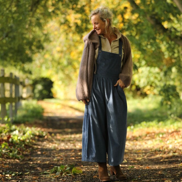 Quintessence - Salopette Isaure - velours côtelé bleu officier