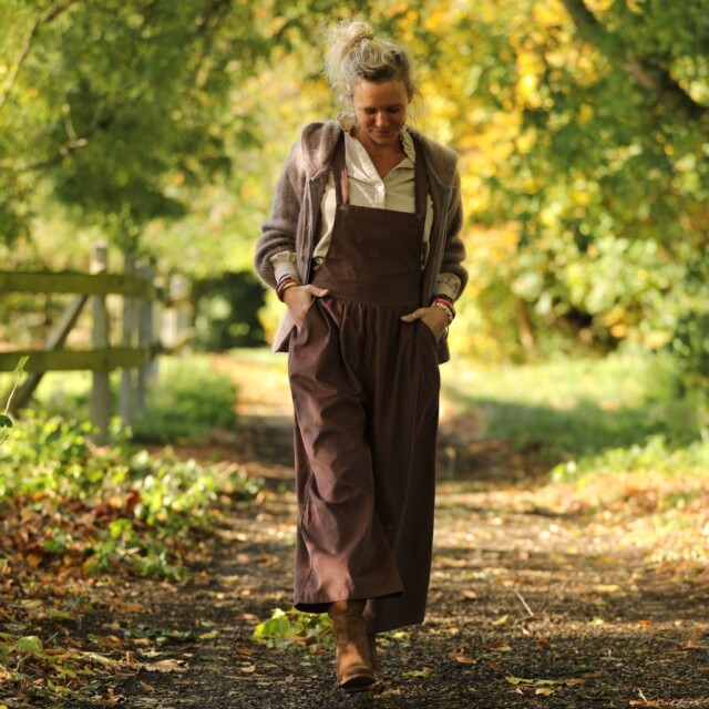 Quintessence - Salopette Isaure - velours milleraies moka