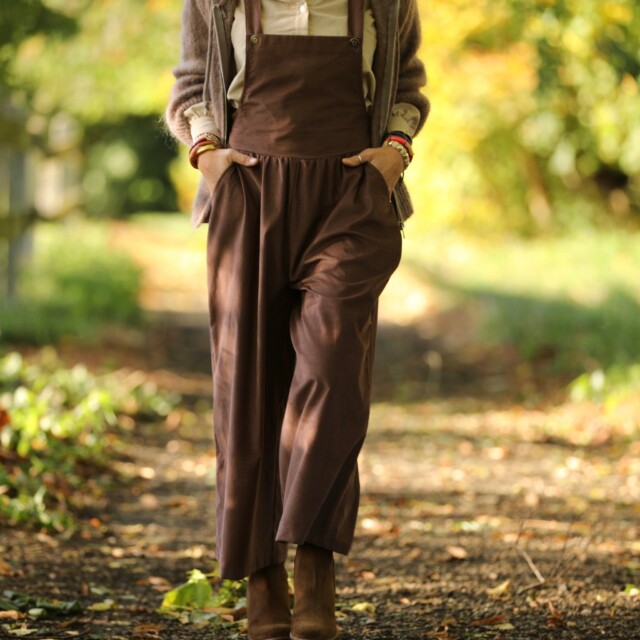 Quintessence - Salopette Isaure - velours milleraies moka