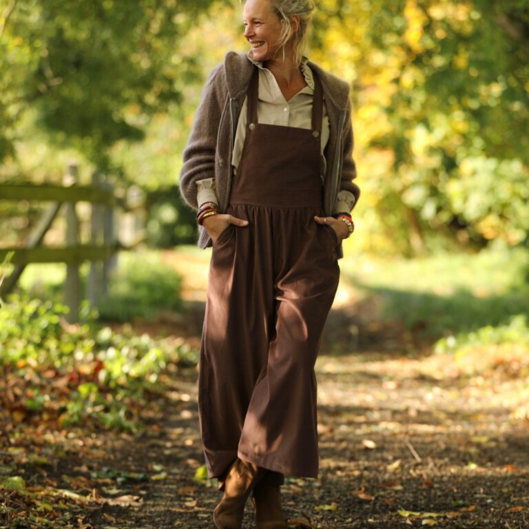 Quintessence - Salopette Isaure - velours milleraies moka