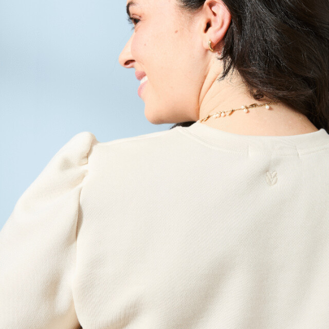 Lemahieu - Sweat manches bouffantes en Coton BIO - Ecru - Blanc - Femme