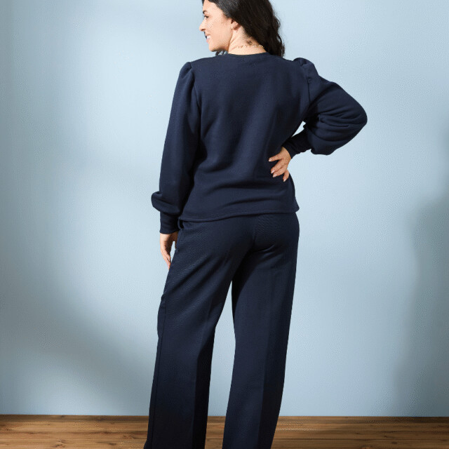 Lemahieu - Sweat manches bouffantes en Coton BIO - Bleu Minuit - Femme