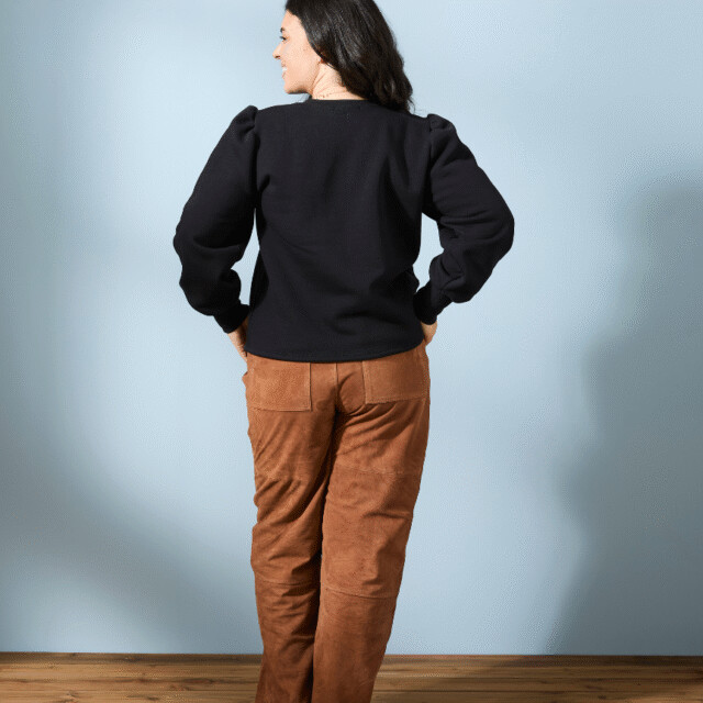 Lemahieu - Sweat manches bouffantes en Coton BIO - Noir - Femme