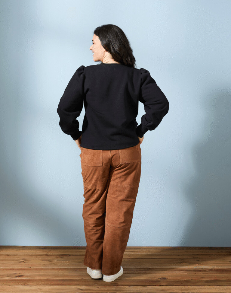 Lemahieu - Sweat manches bouffantes en Coton BIO - Noir - Femme