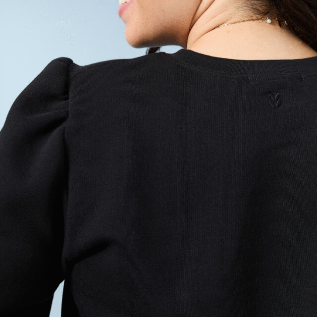 Lemahieu - Sweat manches bouffantes en Coton BIO - Noir - Femme