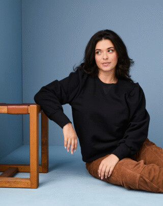 Maison Lemahieu - Sweat manches bouffantes en Coton BIO  Noir  Femme