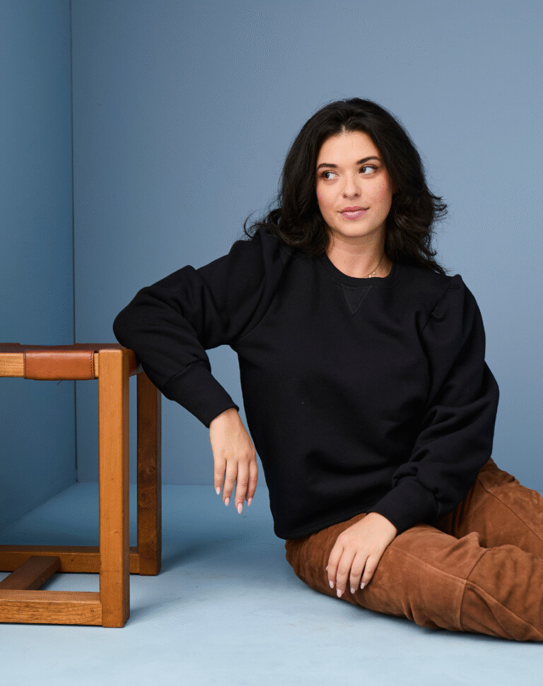 Lemahieu - Sweat manches bouffantes en Coton BIO - Noir - Femme