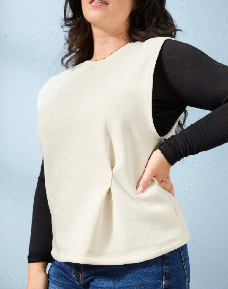Lemahieu - Sweat sans manches Coton BIO - Ecru - Blanc - Femme