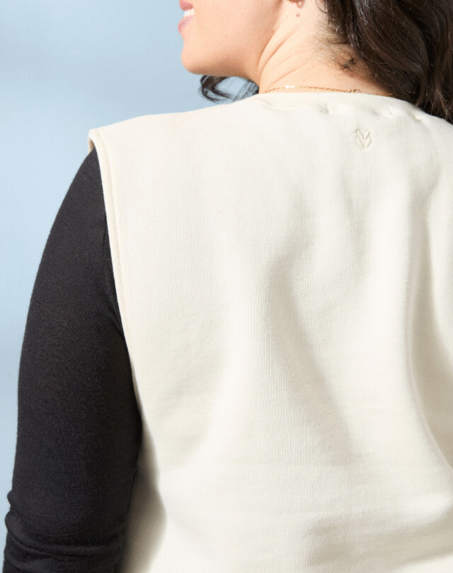 Lemahieu - Sweat sans manches Coton BIO - Ecru - Blanc - Femme