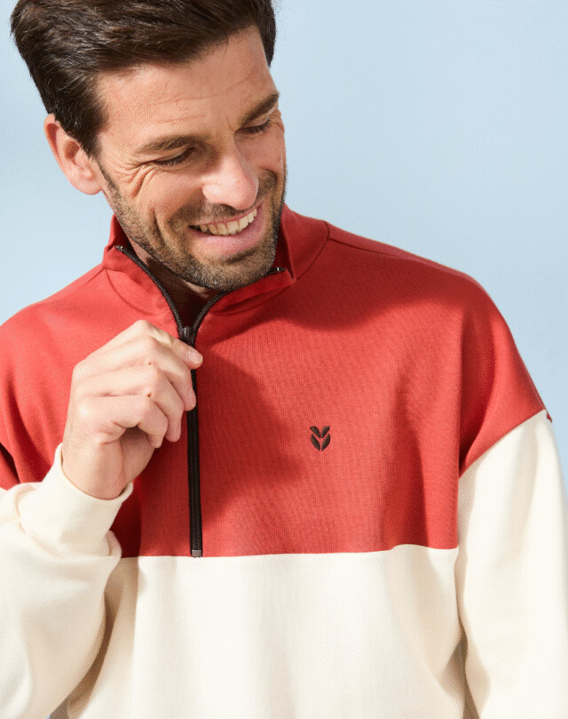 Lemahieu - Sweat zippé en Coton BIO - Tomette - Homme