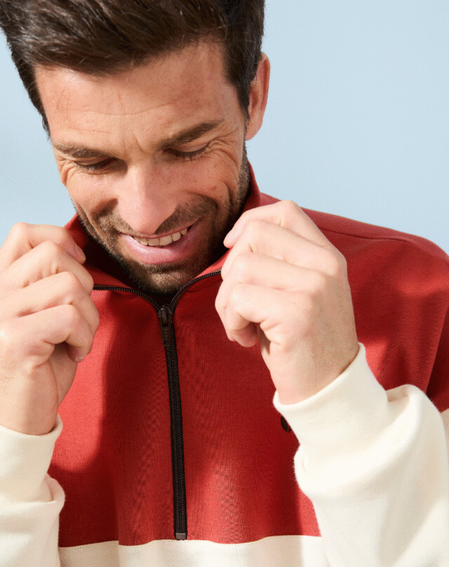 Lemahieu - Sweat zippé en Coton BIO - Tomette - Homme