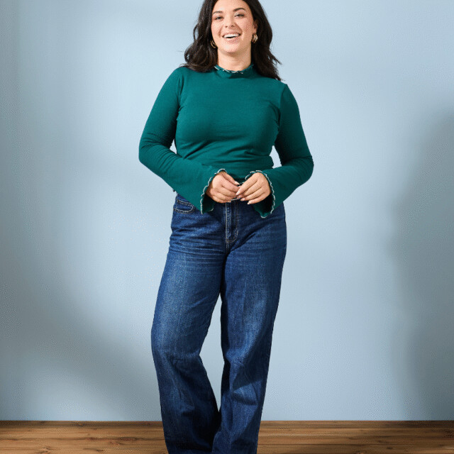 Lemahieu - T-shirt col cheminée - Vert Cyprès - Femme